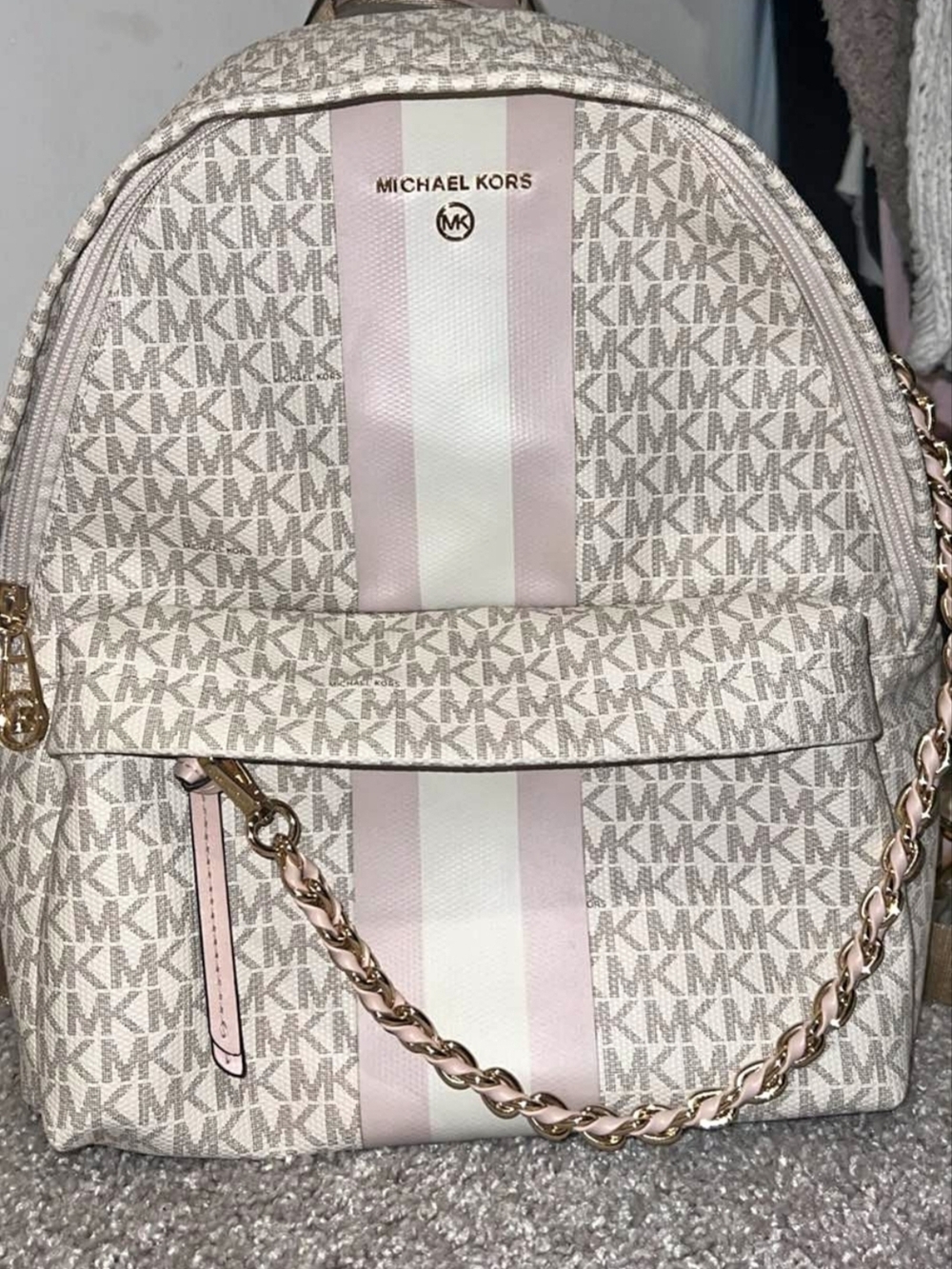 Michael Kors Slater Medium Logo Stripe Backpack